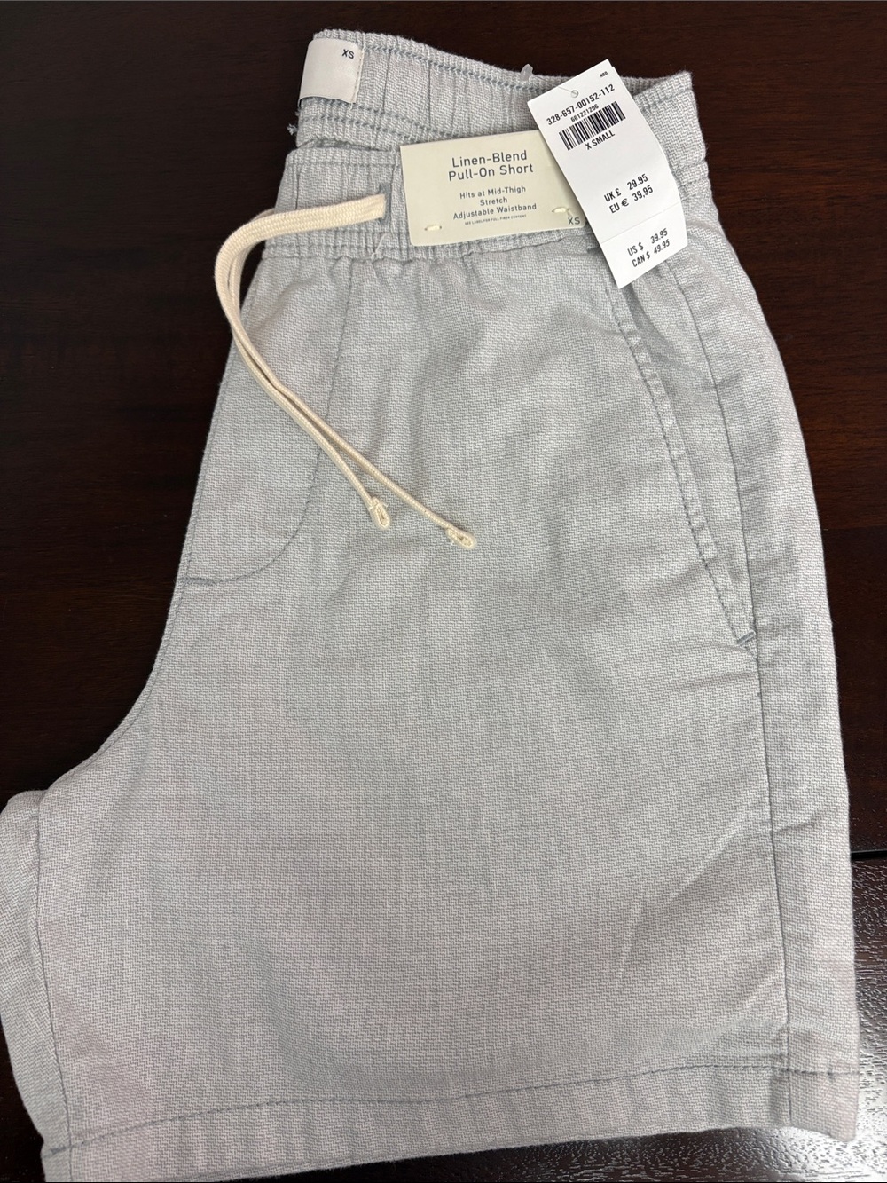Hollister Linen Blend Pull-On Shorts Gray NWT XS